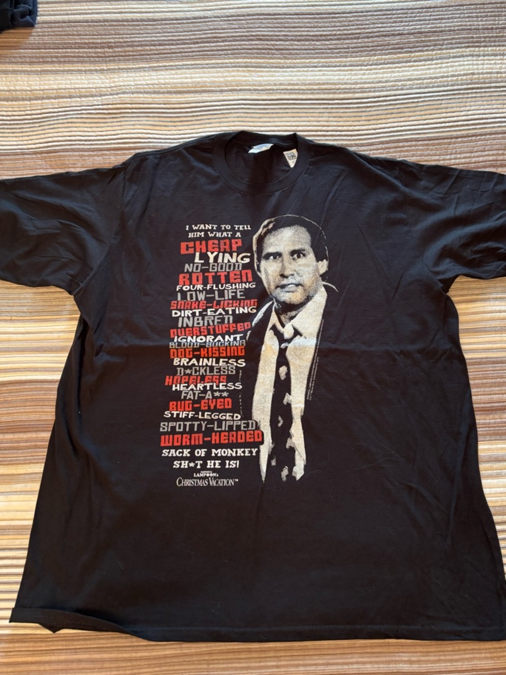 Black Graphic Men's T-Shirt with Vintage Movie Print Christmas Vacation XL